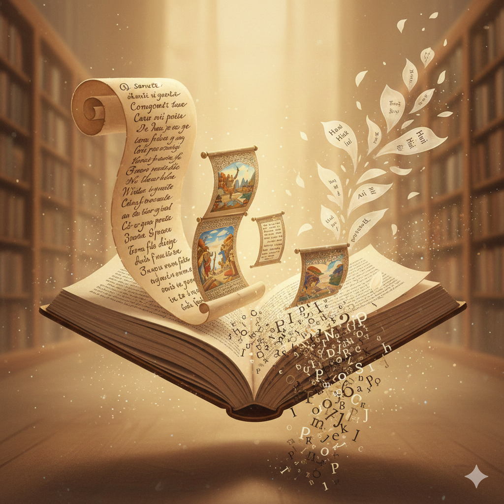 Illustration showing different types of poems / poetry in English Literature