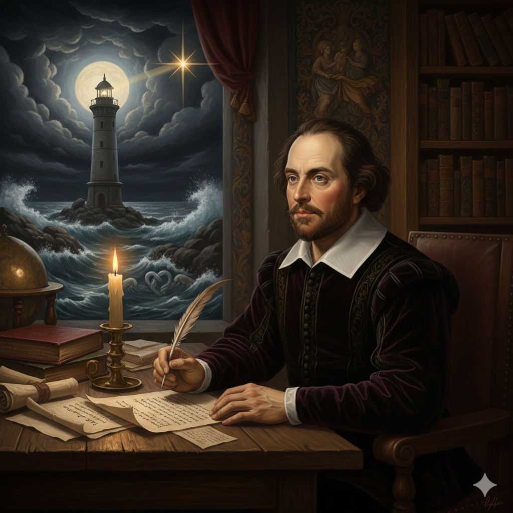 Artistic illustration representing William Shakespeare’s Sonnet 116 and the idea of true love